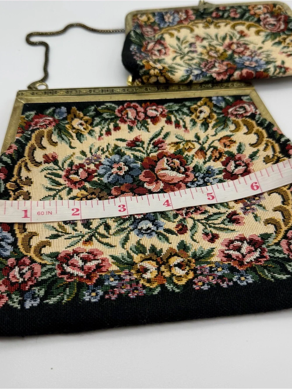 Vintage Victorian Floral Tapestry Kisslock Purse Set
